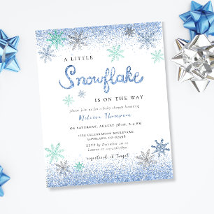 Papier Invitation du Baby shower Little Snowflake Budget