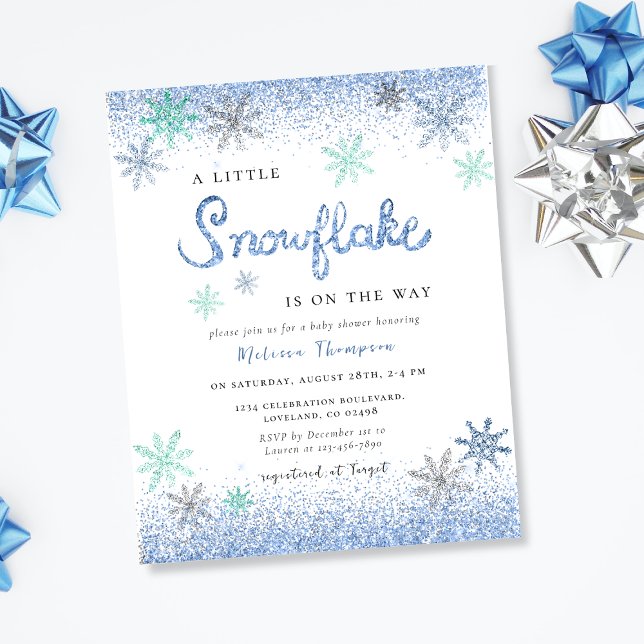 Papier Invitation du Baby shower Little Snowflake Budget (Créateur téléchargé)