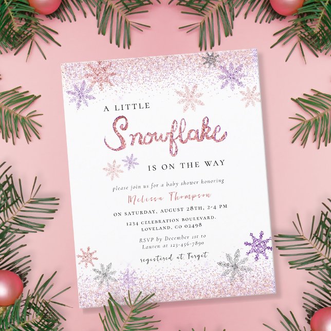 Papier Invitation du Baby shower Little Snowflake Budget (Créateur téléchargé)