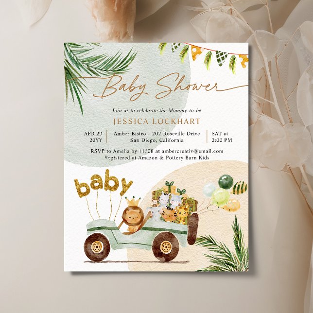 Papier Invitation du Baby shower unique de la Jungle Part (Créateur téléchargé)