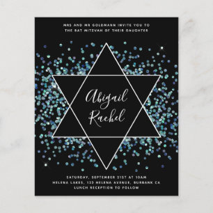 Papier Invitation du Bat mitzvah du budget Star of David