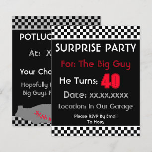Papier Invitation du Black White Check Party