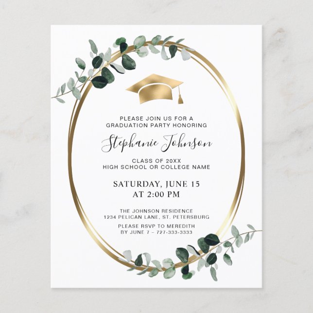 Papier Invitation du Casquette Eucalyptus Gold Budget (Devant)