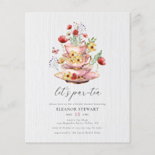 Papier Invitation du Fleur sauvage de la fête du thé nupt