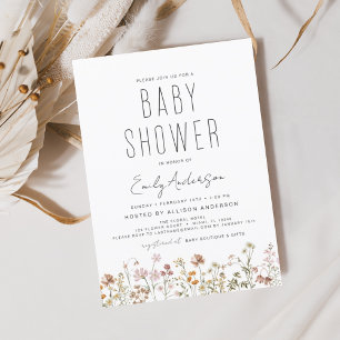 Papier Invitation du Fleur sauvage du budget Boho Baby sh