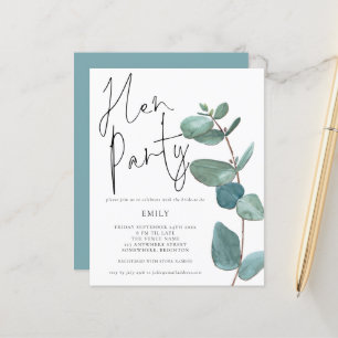 Papier Invitation du parti Eucalyptus Leaf Hen Budget
