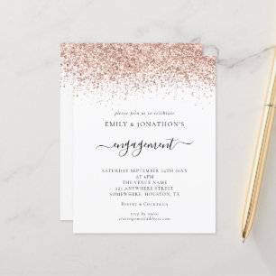 Papier Invitation du Rose de Parties scintillant d'or Bud