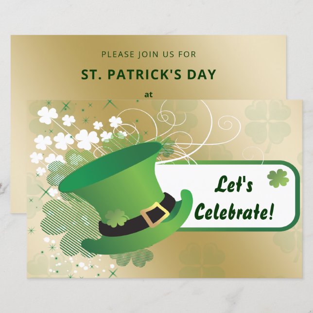 Papier Invitation du Shamrock du budget Jour de la Saint  (Devant / Derrière)