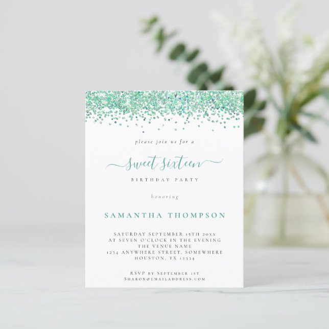 Papier Invitation du Sweet sixteen de Parties scintillant (Debout devant)