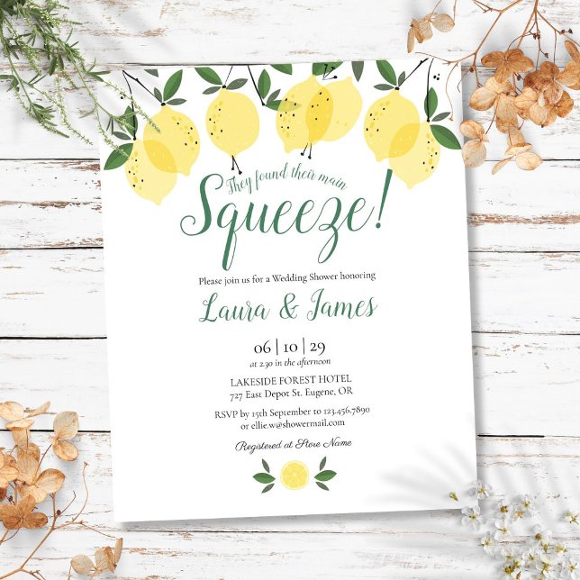 Papier Invitation du Wedding shower budgétaire Squeeze Le (Budget Wedding Shower Squeeze Lemons Invitation)