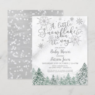 Papier Invitation d'un petit Baby shower gris Snowflake