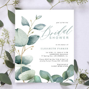 Papier Invitation élégante de douche de mariée à budget e