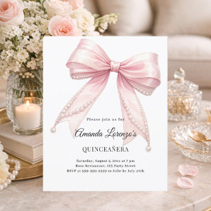 Papier Invitation élégante de Quinceanera avec perles et 