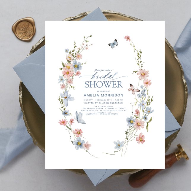 Papier Invitation Élégante Fleur sauvage de douche nuptia (Créateur téléchargé)