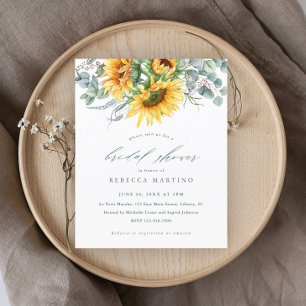 Papier Invitation Élégante Sunflower Bridal Shower Budget