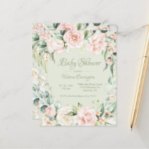 Invitation Élégante sur le Baby shower floral du b