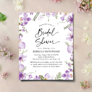 Papier Invitation Élégante Violet Bridal Shower Budget
