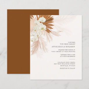 Papier Invitation en terre cuite avec herbe des Pampas à