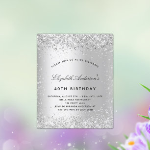 Papier Invitation étincelle de parties scintillant argent