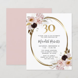 Papier Invitation fête 30 ans budget rose gold