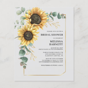 Papier Invitation Fête des mariées Budget Sunflower Eucal