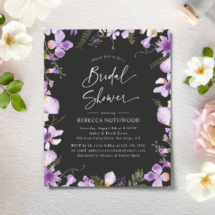Papier Invitation Fête des mariées de jardin noir pourpre