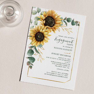 Papier Invitation Fiançailles de tournesol floral Eucalyp