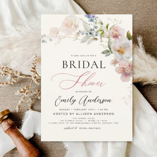 Papier Invitation Fleur sauvage de Boho moderne douche nu