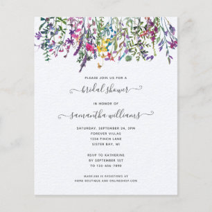 Papier Invitation Fleur sauvage Florale de douche nuptial