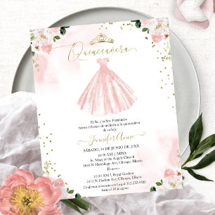 Papier Invitation Florale Économique pour Quinceañera Esp