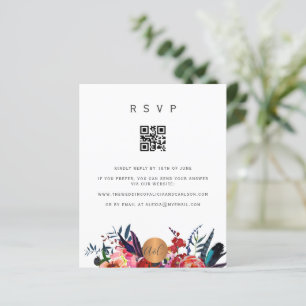 Papier Invitation florale élégante avec QR CODE de budget