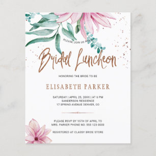 Papier Invitation florale pour un déjeuner de mariage et 
