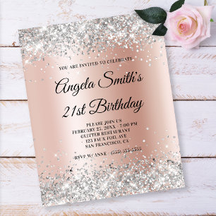 Papier Invitation Gold Ombre Rose Parties scintillant arg