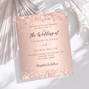 Papier Invitation mariage de parties scintillant d'or ros
