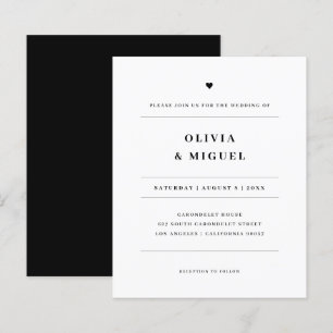 Papier Invitation Mariage simple et moderne en noir et bl