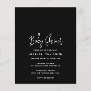 Papier Invitation minimaliste au Baby shower du budget no