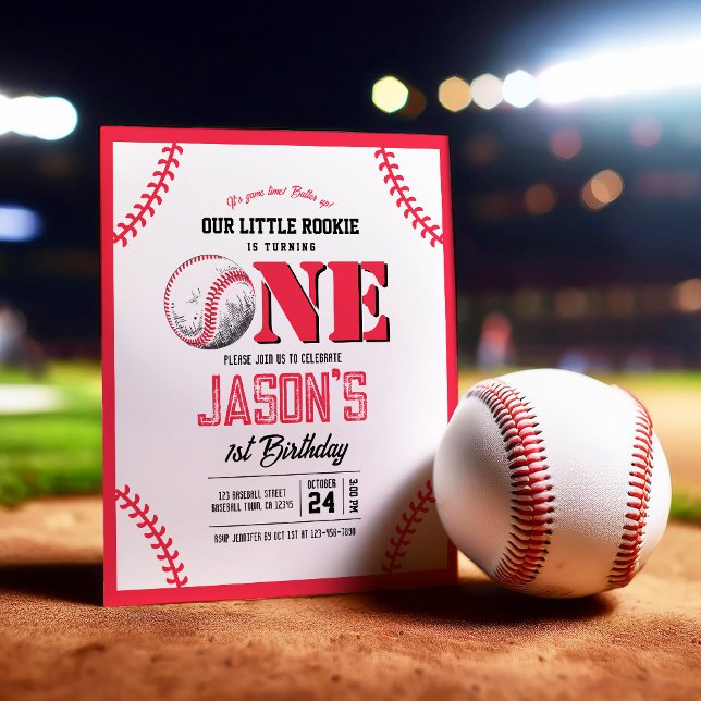 Papier Invitation moderne de baseball budget 1er annivers (Créateur téléchargé)