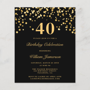 Papier Invitation moderne pour 40e anniversaire homme noi