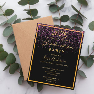 Papier Invitation noire et or pour la fête de remise des