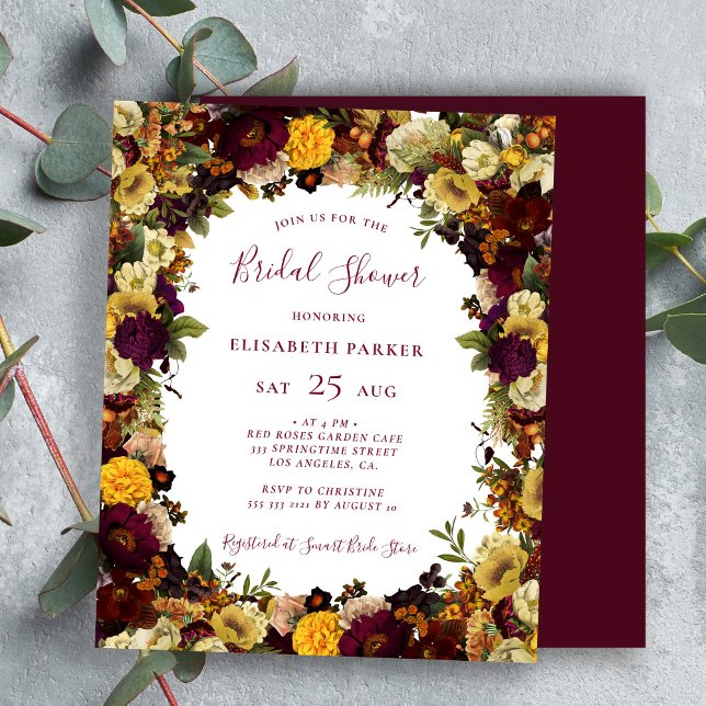 Papier Invitation nuptiale à budget floral d'automne (Créateur téléchargé)
