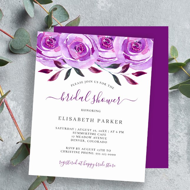 Papier Invitation nuptiale chic violet budget (Créateur téléchargé)