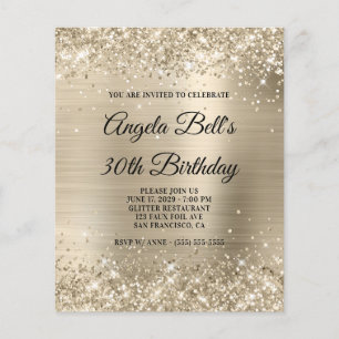 Papier Invitation pailletée dorée pas chère et glamour