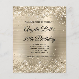 Papier Invitation pailletée dorée pas chère et glamour