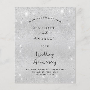 Papier Invitation pailletée pour les 25 ans de mariage