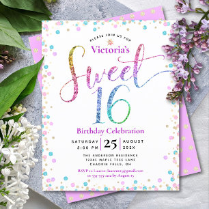 Papier Invitation pas chère pour Sweet 16 avec confettis 