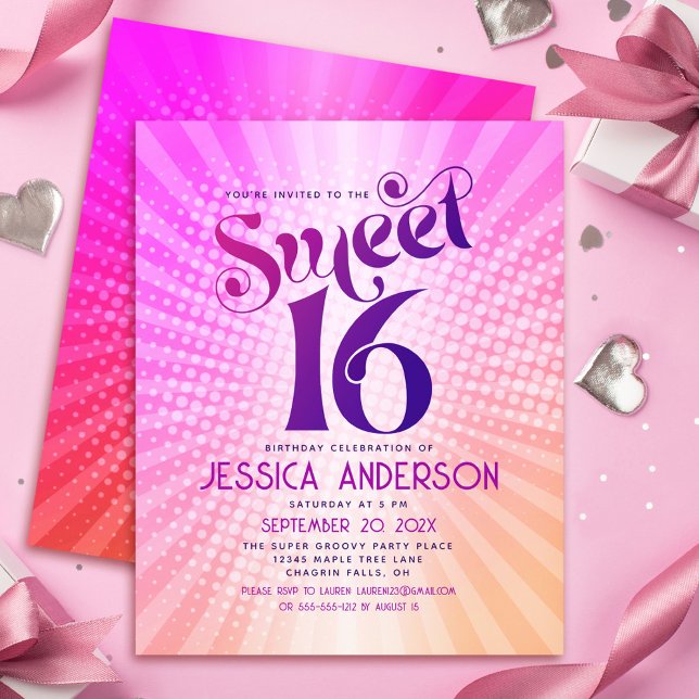 Papier Invitation pas chère pour un Sweet 16 avec un dégr (Créateur téléchargé)