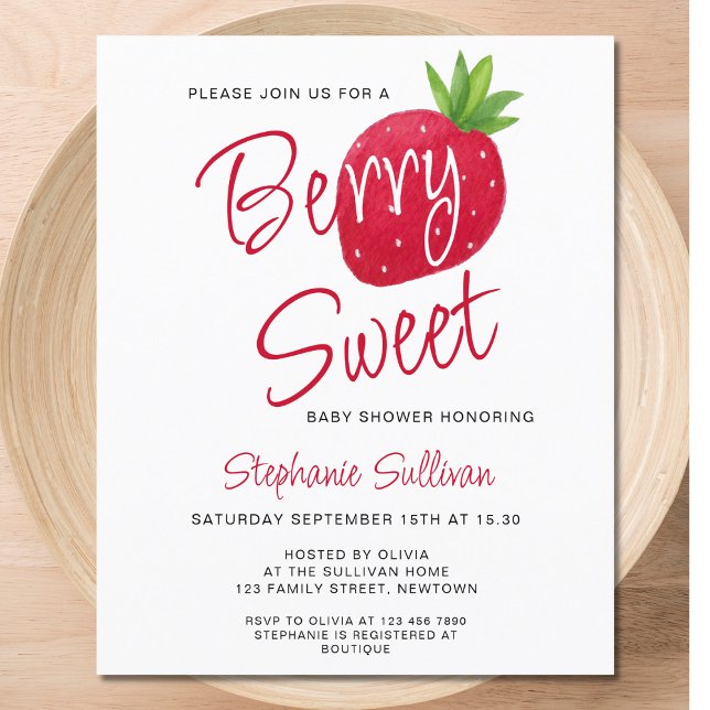 Papier Invitation pour Baby Shower Berry Sweet à petit bu (Créateur téléchargé)