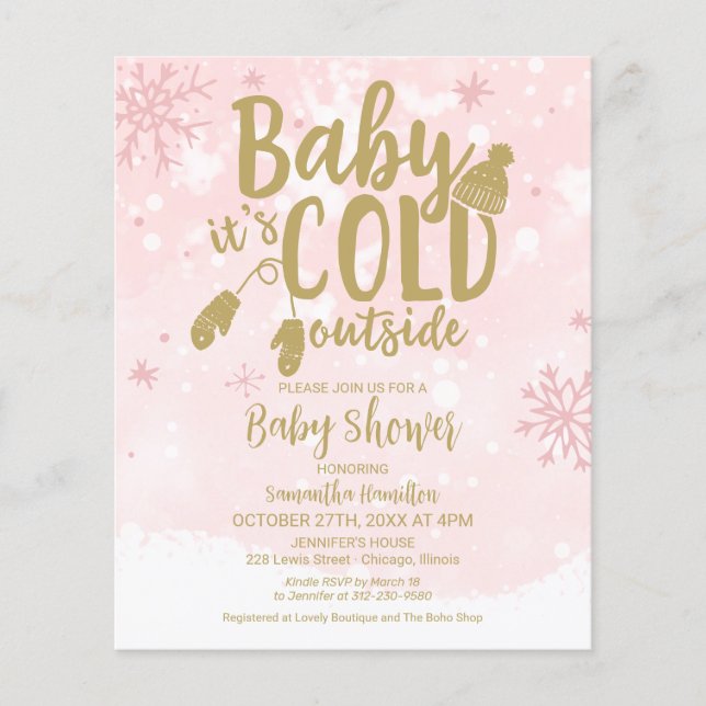 Papier Invitation pour Baby Shower Fille 'Bébé il fait fr (Devant)