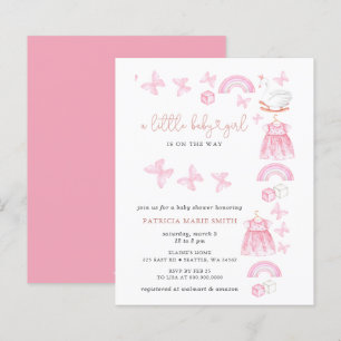 Papier Invitation pour Baby Shower Fille Papillon Rose Pa