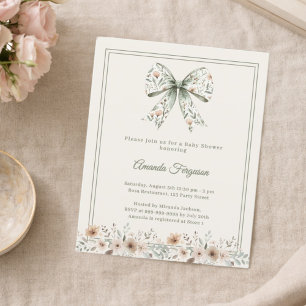 Papier Invitation pour Baby Shower fleurs d'arc-en-ciel v